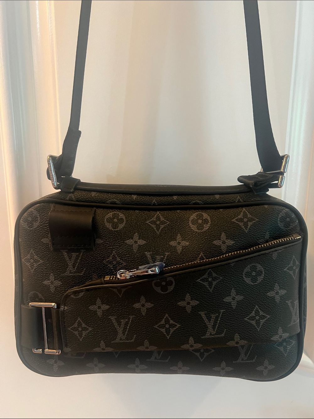 Louis Vuitton Monogram Eclipse Canvas Crossbody Messenger Bag in Black